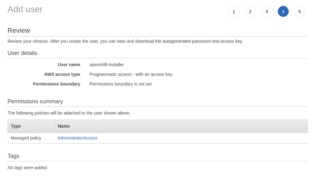 IAM Create User Step 4